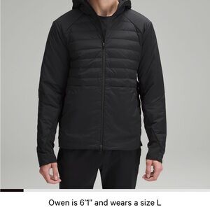 LULULEMON Down for it all  Men's Black Hooded Jacket large